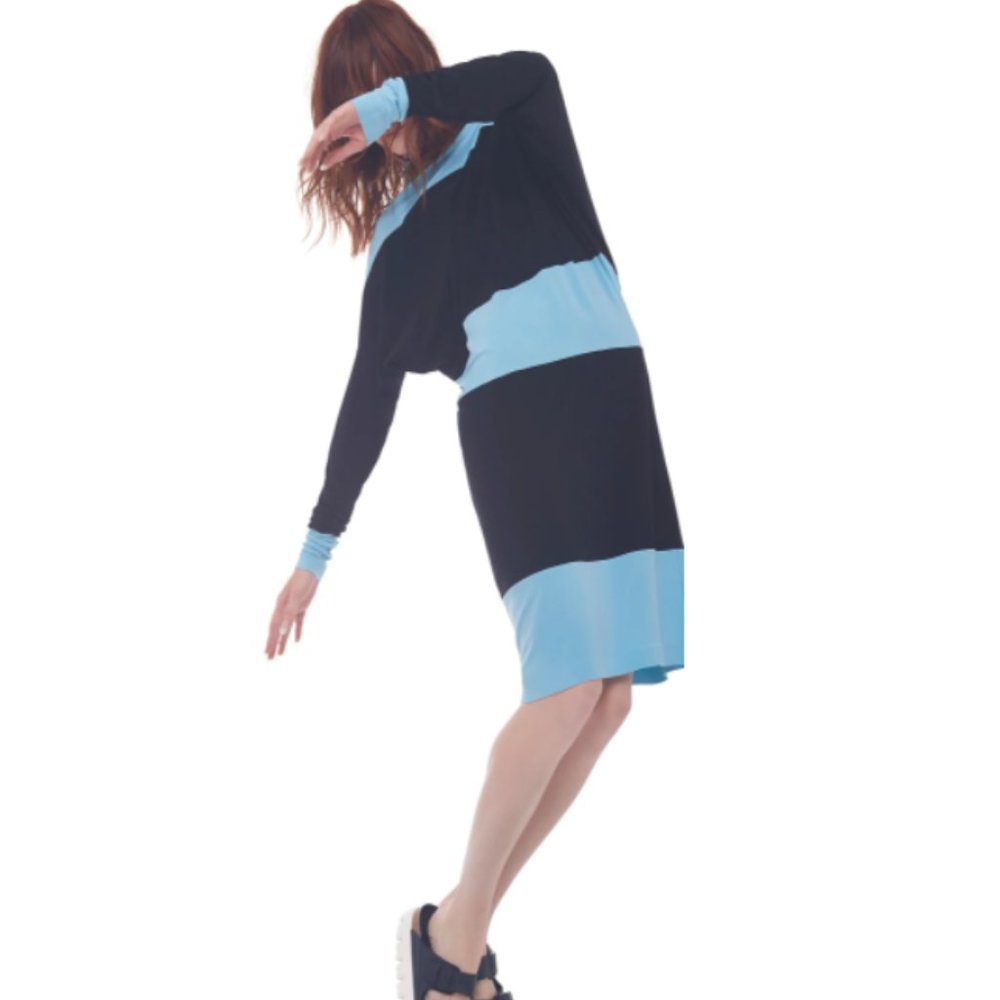 Norma Kamali Spliced All In One Dress - POWDER BLUE/BLACK